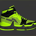 High Top Neon Green Black Athletic Shoes With Reflective Sole And Stylish Design
