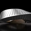 Cultural Center Building With Metallic Perforated Surface And Curved Design