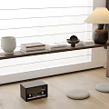 Ornamental Decor Set On Console Table With Books Lamp Ceramic Jar Black Bowl And Radio