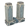 Modern Commercial Complex With Two Tower Glass Facades And Connected Atrium Retail Spaces