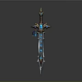 Ornate Fantasy Sword Design With Blue Gems And Golden Decorations