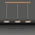 Medieval Style Droplight With Three Circular Antique Light Fixtures 3d model