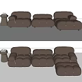 Modern Brown Fabric Sectional Sofa With Modular Design And Side Table 3d model
