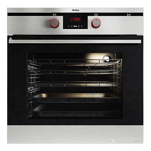 Stainless Steel Oven With Digital Display Temperature Racks And Baking Tray 3d model 