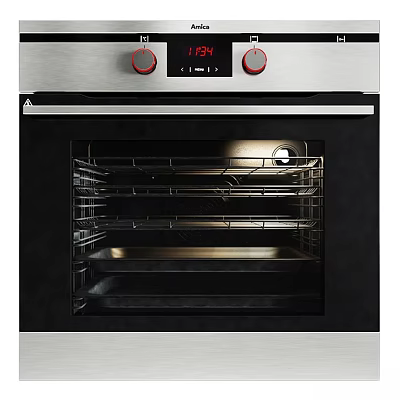 Stainless Steel Oven With Digital Display Temperature Racks And Baking Tray 3d model