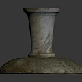 Rustic Stone Architectural Component With Circular Top And Broad Base