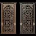 Decorative Arched Panels with Intricate Geometric Patterns Brown and Black Finishes