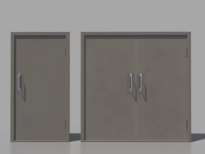 Gray Fire Doors With Metal Handles As Essential Safety Equipment 3d model