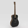 Acoustic Guitar Featuring Black Body Brown Neck And Wooden Design With Sound Hole