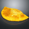 Appetizing Golden Crispy Fried Pastry with Half Moon Shape and Flaky Surface 3d model