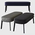 Modern Sofa Benches Featuring Navy Blue Houndstooth And Black Upholstery With Black Legs