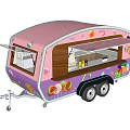 Colorful Commercial Food Trailer With Pink Purple Exterior Wooden Serving Window And Decorative Decals
