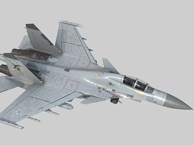 Modern Military Fighter Jet With Gray Aerodynamic Fuselage Detailed Weapon Systems And Cockpit Design 3d model