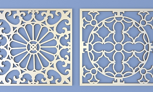 Metal Engraved Pane Border Pattern Lattice Traditional Pattern 3d model