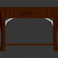 Solid Red Wooden Table With Square Top And Lower Shelf Design