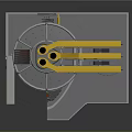 Industrial Furnace Equipment With Yellow Mechanical Arm Support Legs And Red Heating Section