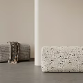 Modern Neutral Fabric Stools With Patterned Upholstery And Scarf Accent 3d model