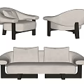 Modern Two Seater Sofa Beige Fabric With Black Wooden Legs and Matching Cushions Design
