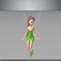 Magical Fairy Character With Brown Hair Green Dress Transparent Wings And Green Shoes