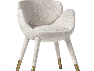 Elegant Modern Dining Chair With Light Beige Upholstered Fabric And Golden Metal Legs 3d model