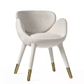 Elegant Modern Dining Chair With Light Beige Upholstered Fabric And Golden Metal Legs