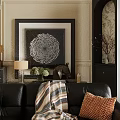 Leather Sofa And Wooden Coffee Table Set With Throw Blanket Accent Pillow In Living Room