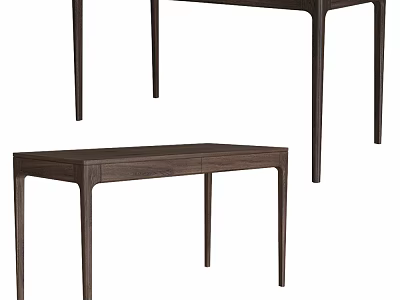 Dark Wooden Desk With Minimalist Design Single Drawer And Rectangular Tabletop 3d model