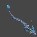 Blue and White Mythical Dragon with Scaled Body Blue Horns and Tail
