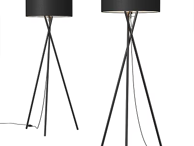 Modern Black Tripod Floor Lamps With Sleek Metal Stand And Fabric Shade 3d model