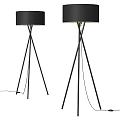 Modern Black Tripod Floor Lamps With Sleek Metal Stand And Fabric Shade