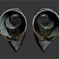 Silver Armor Boots Featuring Intricate Golden Decorations And Shiny Metallic Design