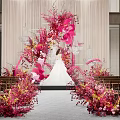 Floral Installation With Pink Red Yellow Flowers Hanging Arrangements And Transparent Structures