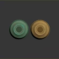 Decorative Ceramic Vases In Green And Brown With Floral Patterns 3d model