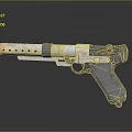 Futuristic Sci Fi Pistol With Metallic Barrel And Detailed Grip Design