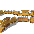 Wooden Toy Train with Engine Carriages and Wooden Wheels for Play