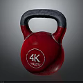 Red Kettlebell With Gray Handle And 4K Fitness Logo For Fitness Training