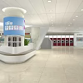 Modern Bank Lobby With Smart Teller Service And Digital Display Screens