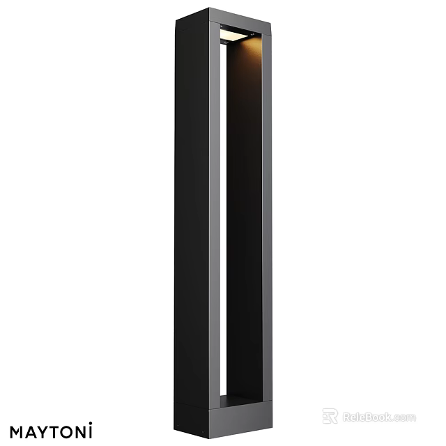 Modern Outdoor Light with Sleek Black Silver Design for Garden Pathway 3d model 