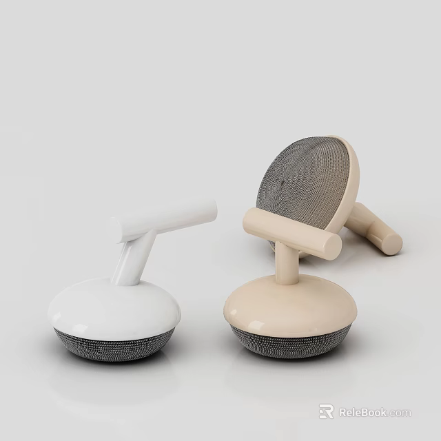 Modern Kitchen Cleaning Tools With White Beige Design Ergonomic Handles And Non Slip Base 3d model 