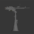 Mounted Machine Gun Weapon With Pedestal Base Metal Structure And Sight