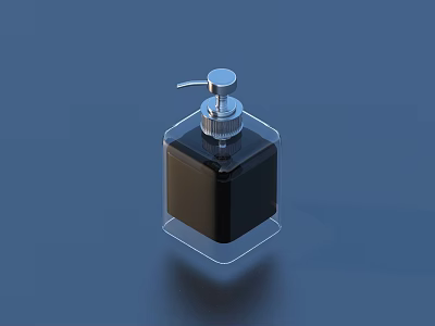 Modern Square Black Liquid Dispenser With Silver Pump And Transparent Base 3d model