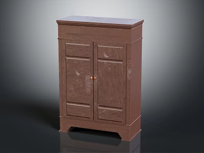 Brown Wooden Storage Cabinet With Two Doors And Classic Leg Design For Home 3d model