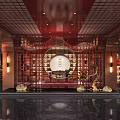 Traditional Chinese Style Tobacco Liquor Store Interior With Red Decor And Displays