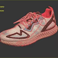 White Blue Black Red Sneakers With Geometric Patterns Textured Sole And Red Lining