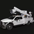 White Crew Cab Utility Truck With Aerial Lift Crane Arm For Work