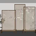 New Chinese Style Screen Partition Silk Cloth 3d model