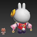 Cute Cartoon Rabbit With Pink Ears Red Vest Yellow Decoration And Small Brown Bear Toy