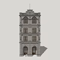 Classical Style Commercial Complex With Multi Storey Building And Decorative Arched Entrances 3d model