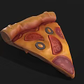 Delicious Pizza Slice with Pepperoni Black Olives Melted Cheese and Golden Crust