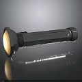 Modern Metallic Flashlight With Illuminated Head And Reflective Surface Design